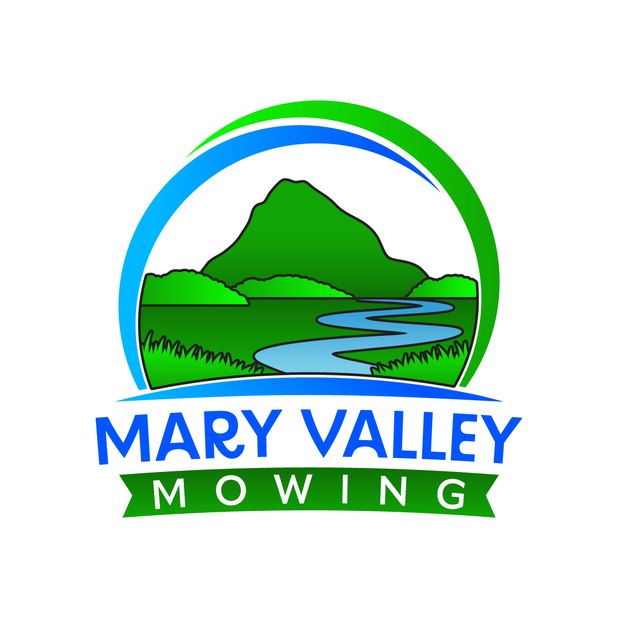 Mary Valley Mowing logo showing Mount Cooroora and the Mary River